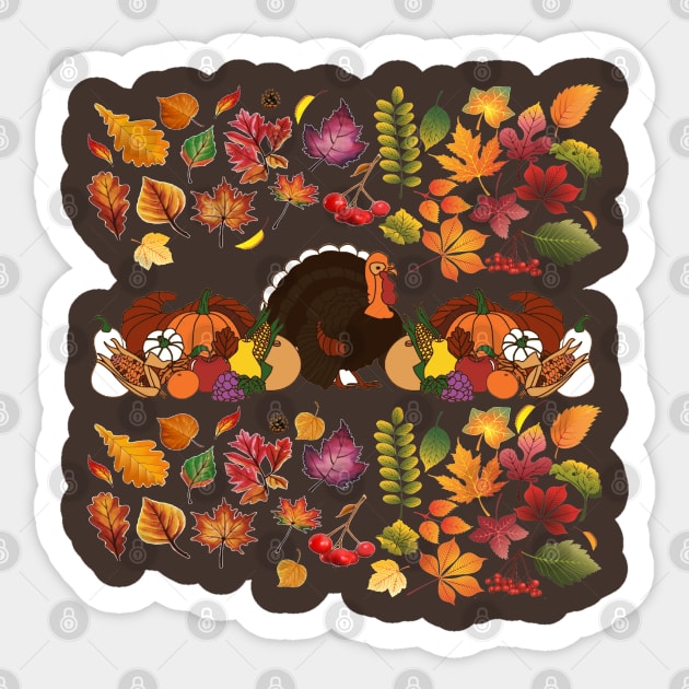 Thanksgiving Harvest Sticker by Glenn Landas Digital Art